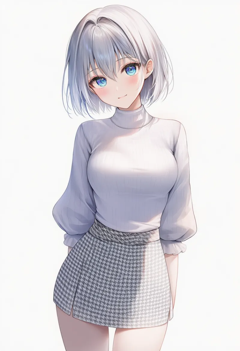 千鳥格子柄のスカートのAIイラスト