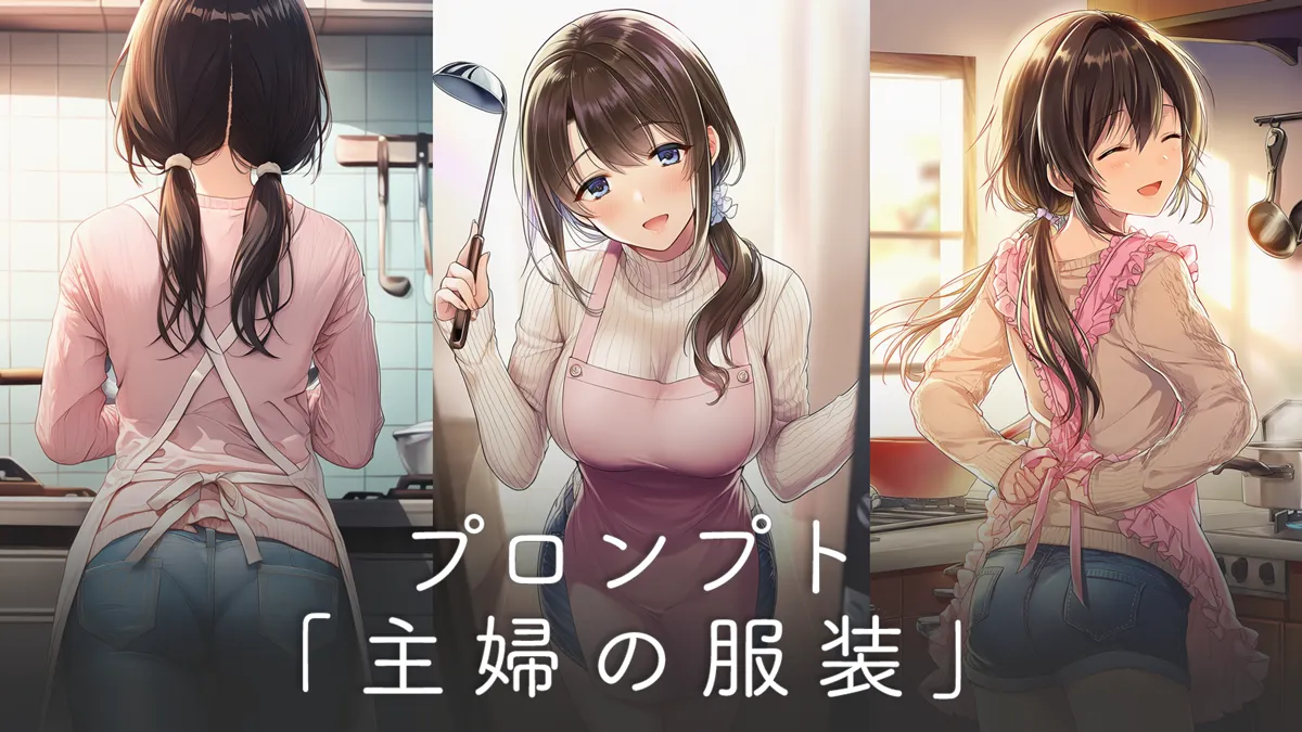 主婦の服装（お母さん・人妻）のプロンプト集【AIイラスト】