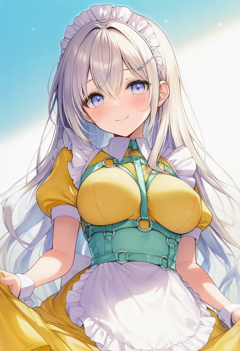 ハーネスに締め付けられて乳袋が強調される状態のAIイラスト｜プロンプト紹介