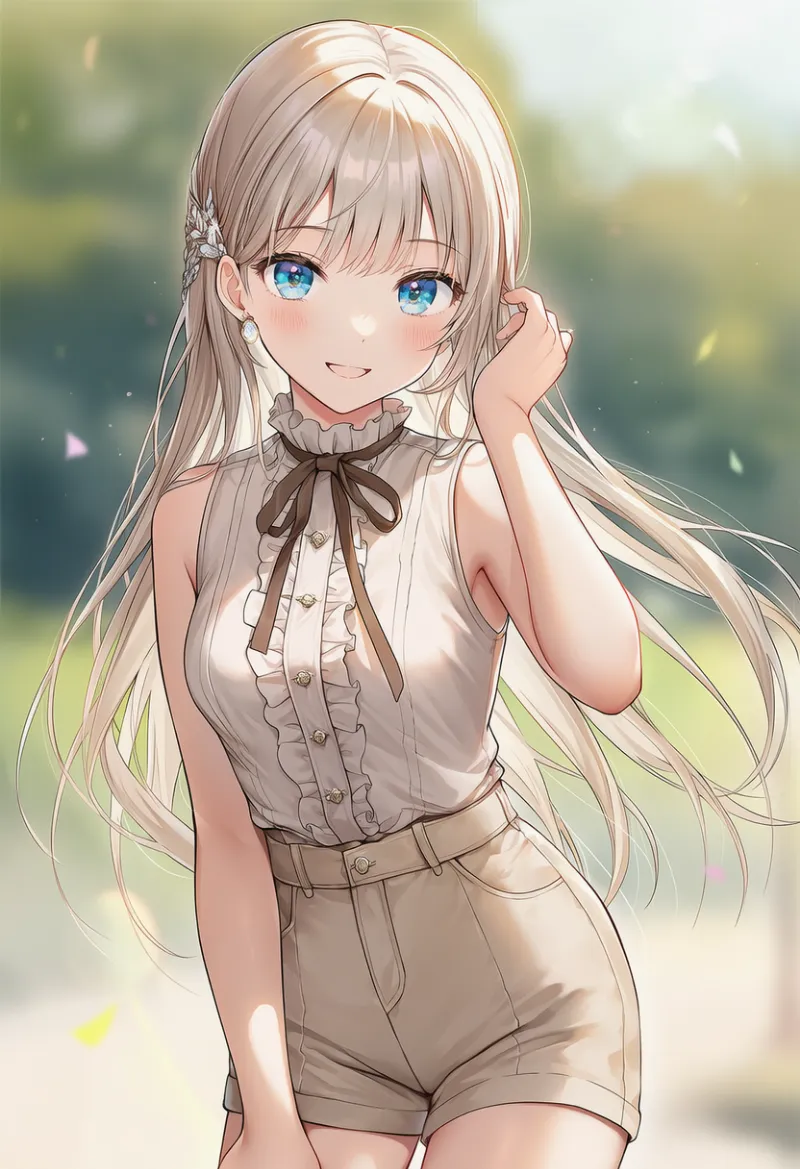 消えそうな色コーデの服装のAIイラスト｜夏服プロンプト紹介用