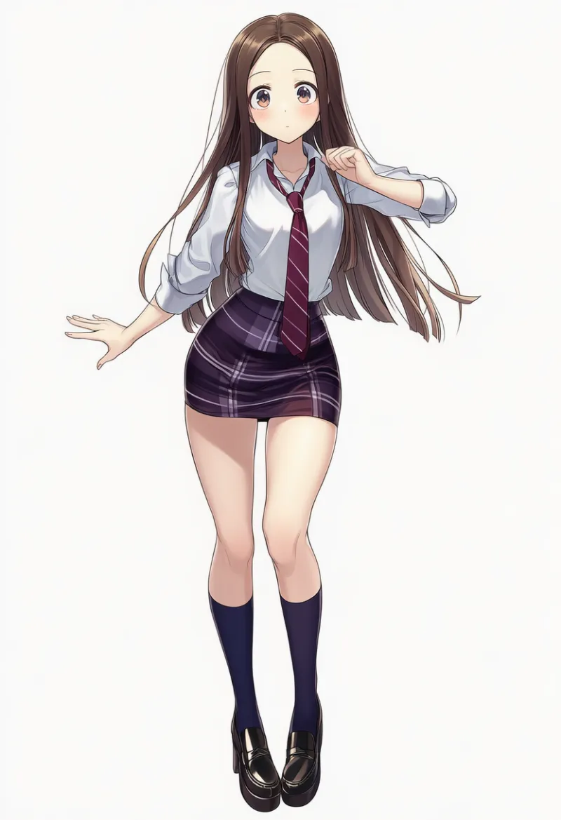 NovelAI生成|クロップドシャツ×ネクタイのスクールコーデのAIイラスト(K-POPファッション)|プロンプト紹介用