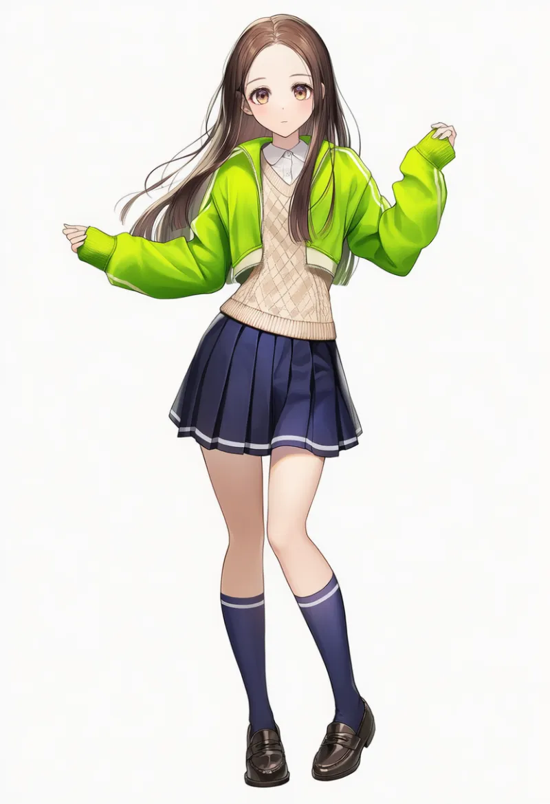 NovelAI生成|スポーツアイテムを取り入れた制服風コーデのAIイラスト(K-POPファッション)|プロンプト紹介用