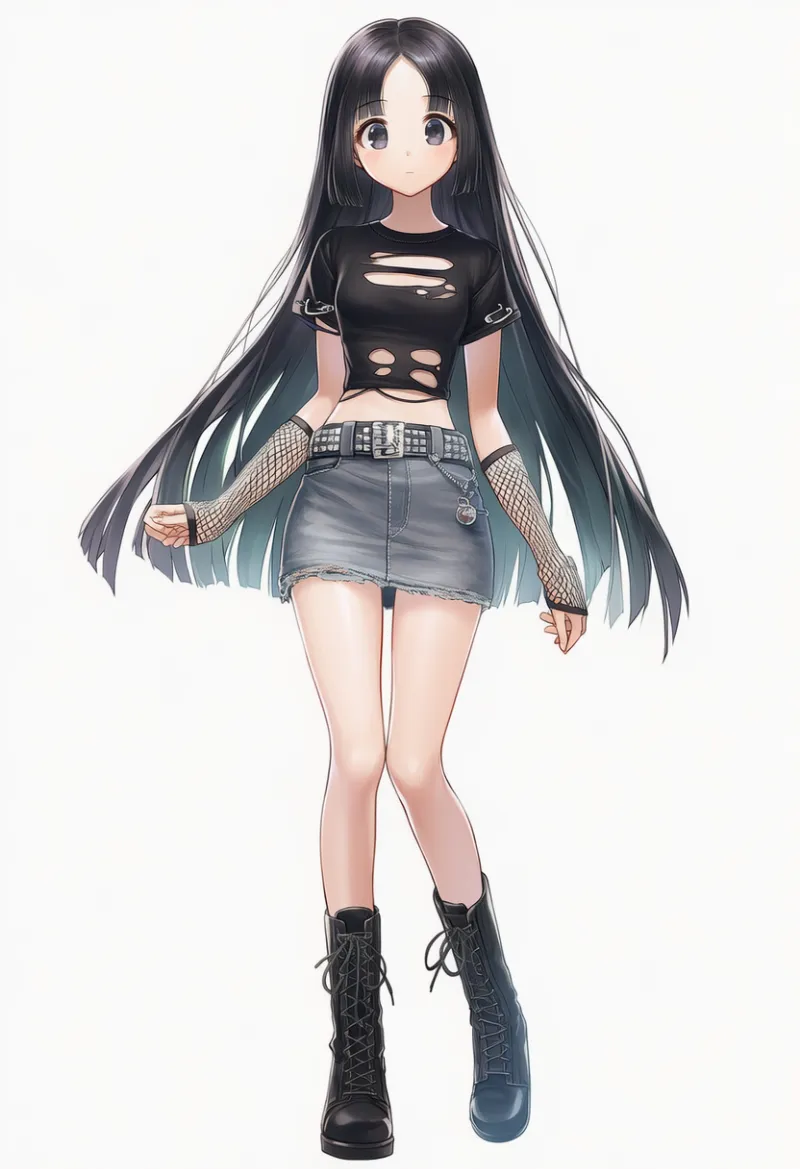NovelAI生成|レザーとダメージ加工を使ったパンク衣装のAIイラスト(K-POPファッション)|プロンプト紹介用