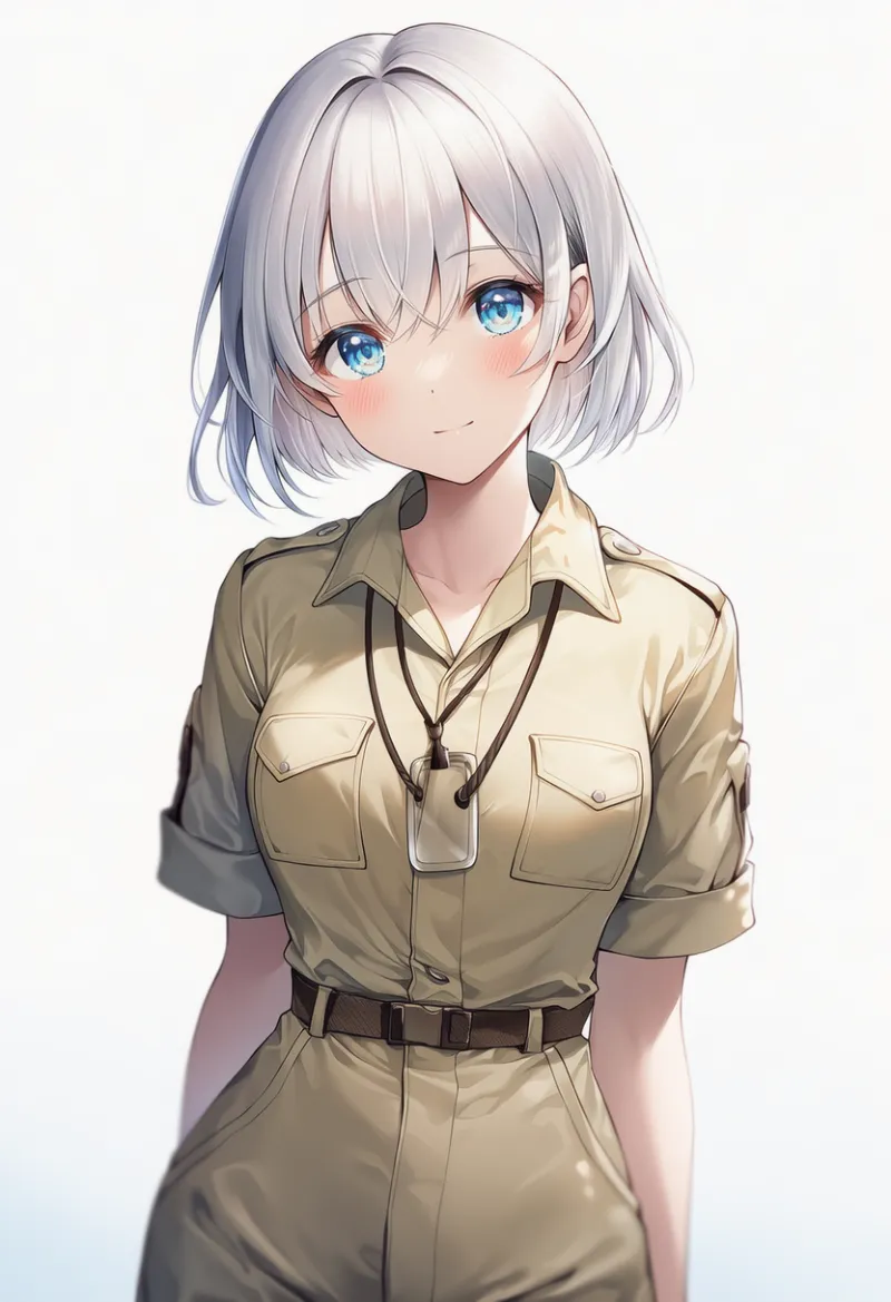 カーキ × オリーブ（サファリジャケット）の2色配色の服のAIイラスト｜プロンプト紹介用
