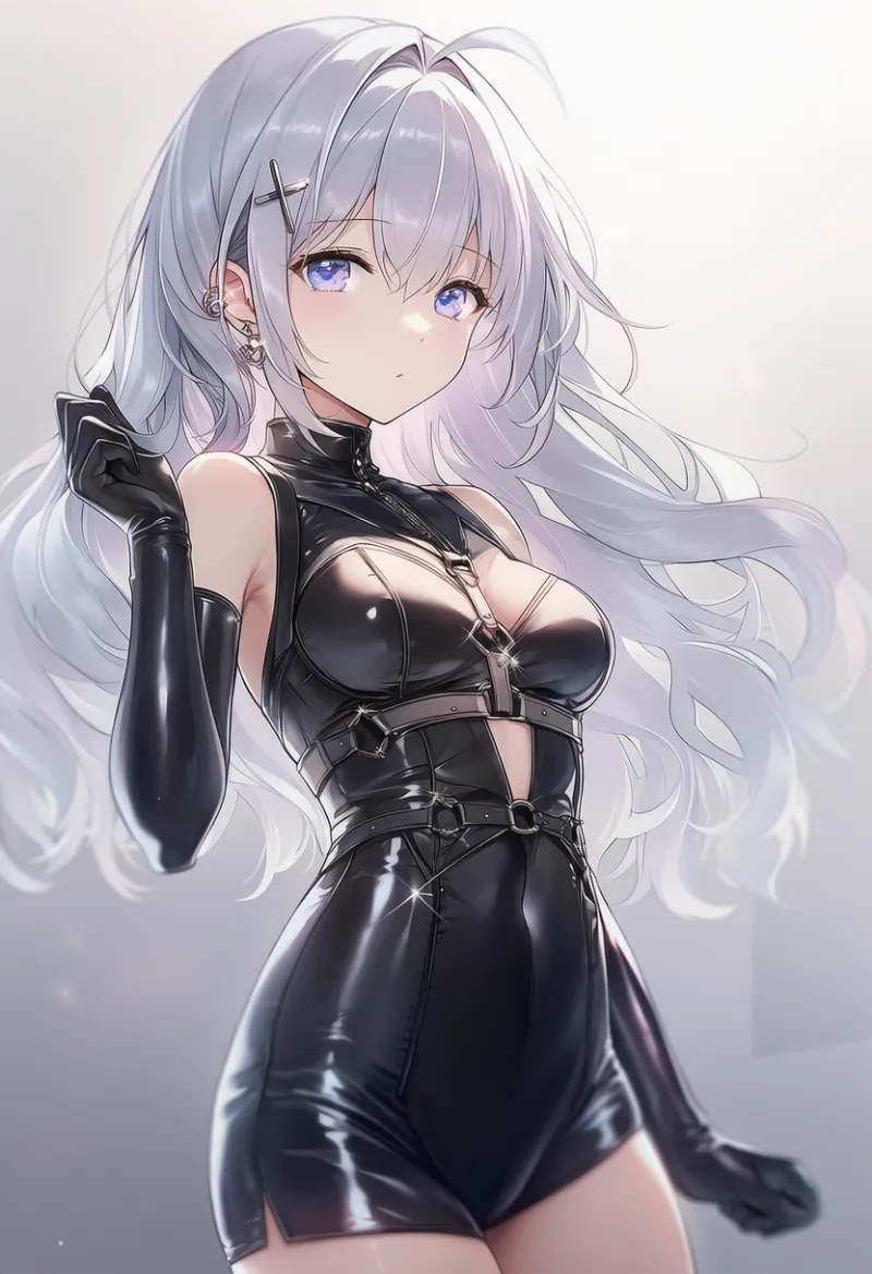 ラテックスハーネスのAIイラスト｜プロンプト紹介