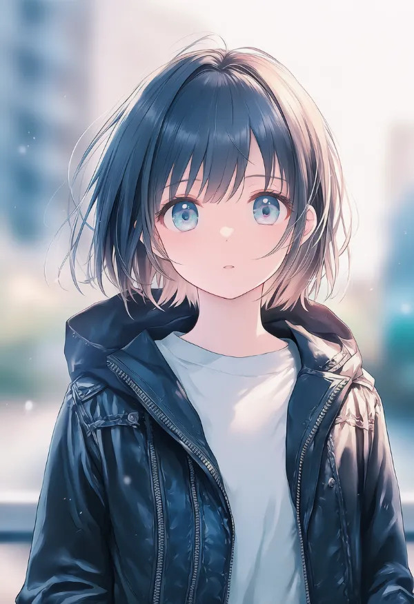 フード付きのレザージャケットのAIイラスト｜プロンプト紹介