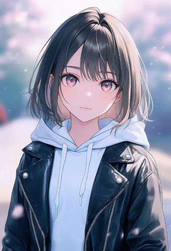 レザージャケット＋フーディーの組み合わせのAIイラスト｜プロンプト紹介