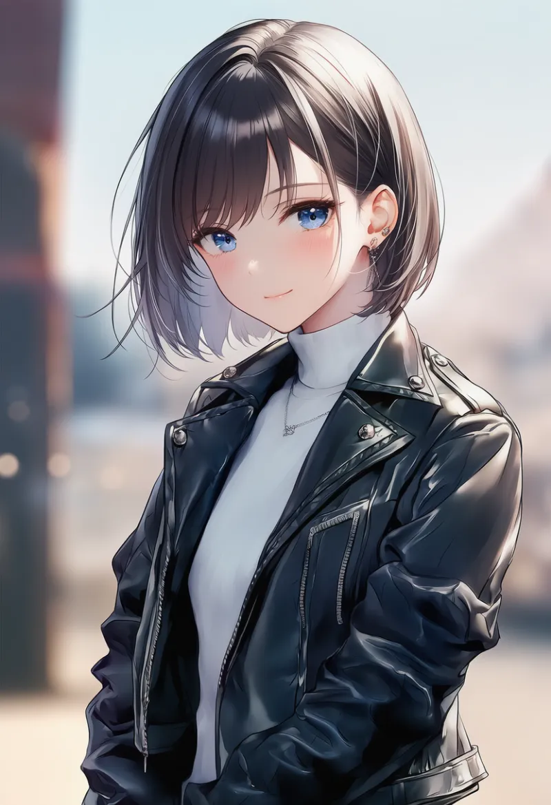 レザージャケットのAIイラスト｜プロンプト紹介：leather jacket