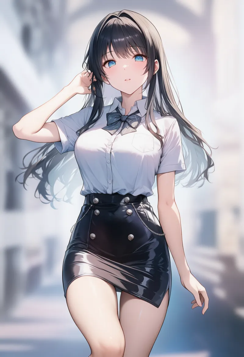 レザースカートのAIイラスト｜プロンプト紹介：leather skirt