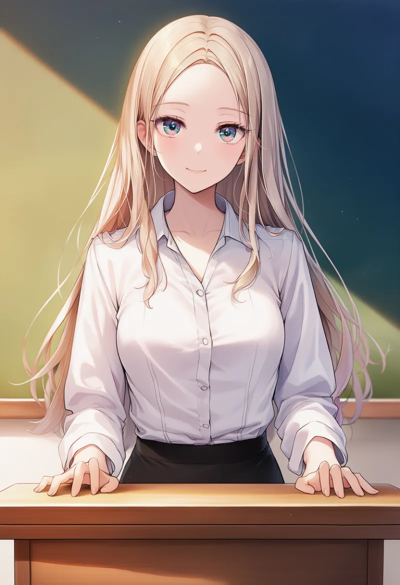 教卓（女教師が使用している）のAIイラスト｜プロンプト紹介用
