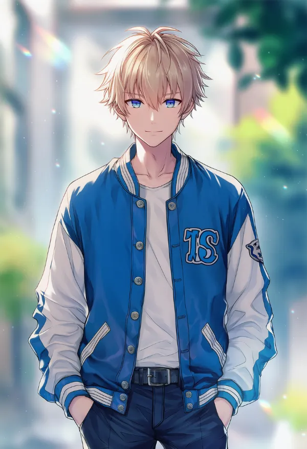 レターマンジャケット（男性の服）のAIイラスト｜プロンプト紹介