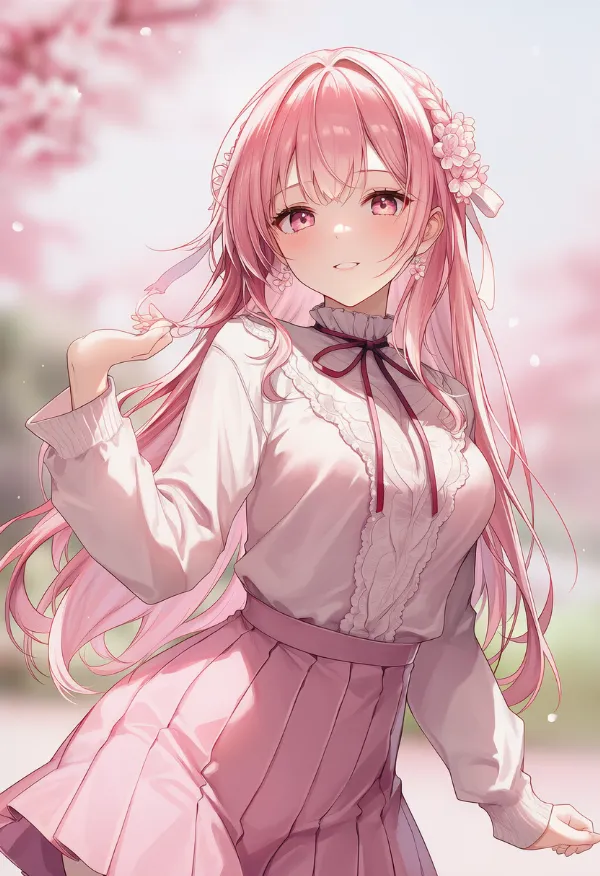パステルピンクの服のAIイラスト｜プロンプト紹介：light pink clothes