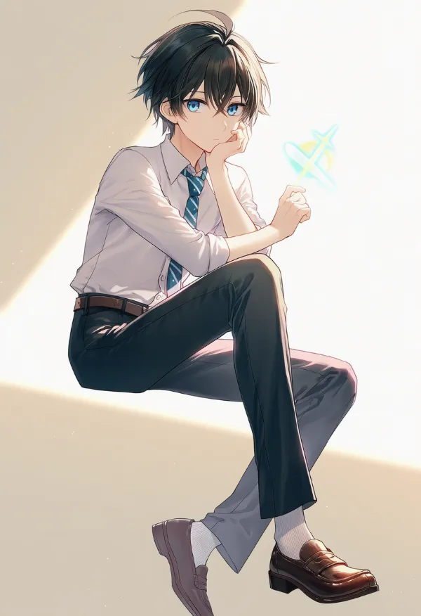 ローファー（男性の服）のAIイラスト｜プロンプト紹介