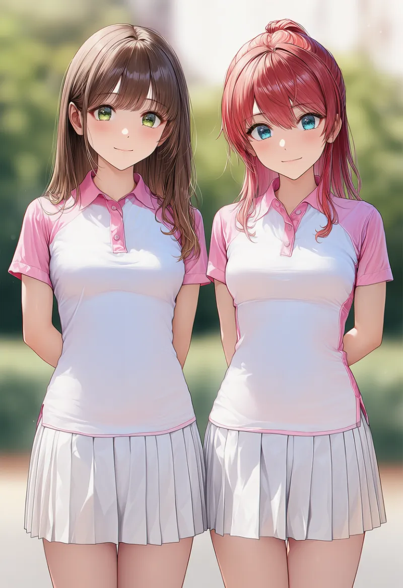 お揃いのテニスウェアのAIイラスト