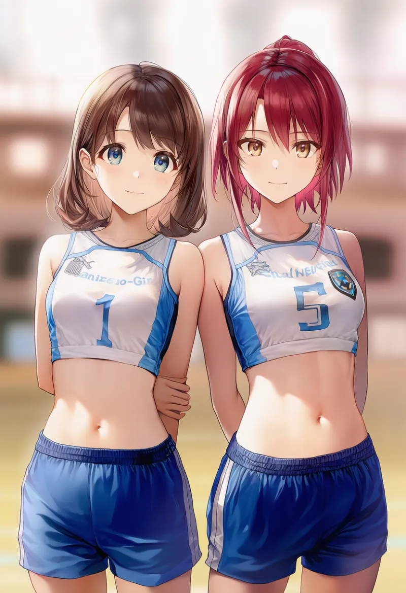 お揃いのスポーツウェアのAIイラスト