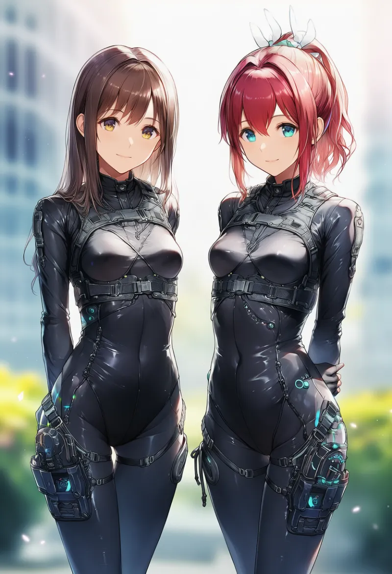 お揃いのテックウェアのAIイラスト