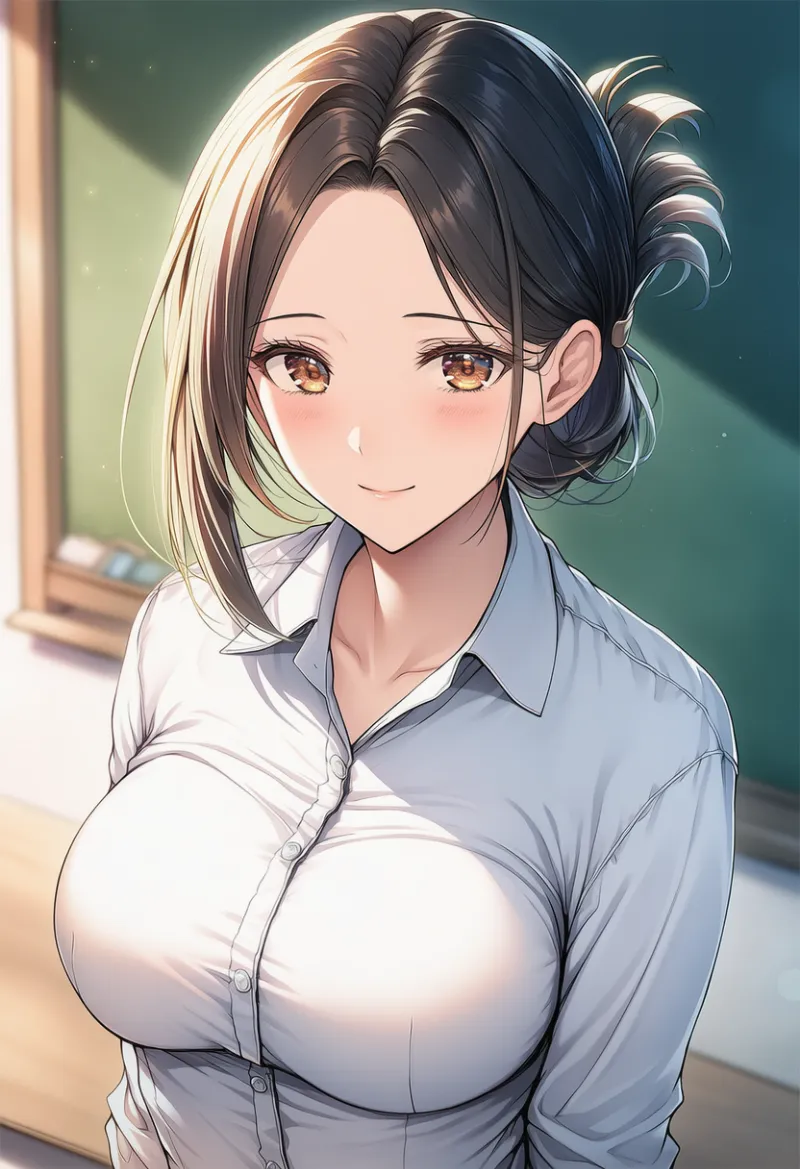 大きな胸の女教師のAIイラスト｜プロンプト紹介用
