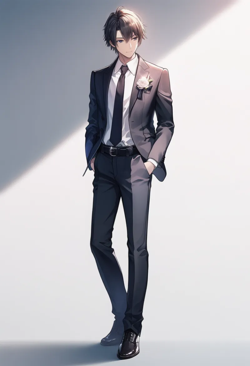 ビジネス・フォーマル系ファッションの男性の服装のAIイラスト作例｜プロンプト紹介