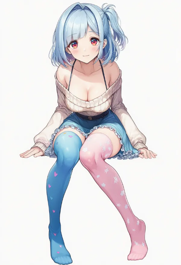 色・柄の違うサイハイのAIイラスト｜プロンプト紹介用