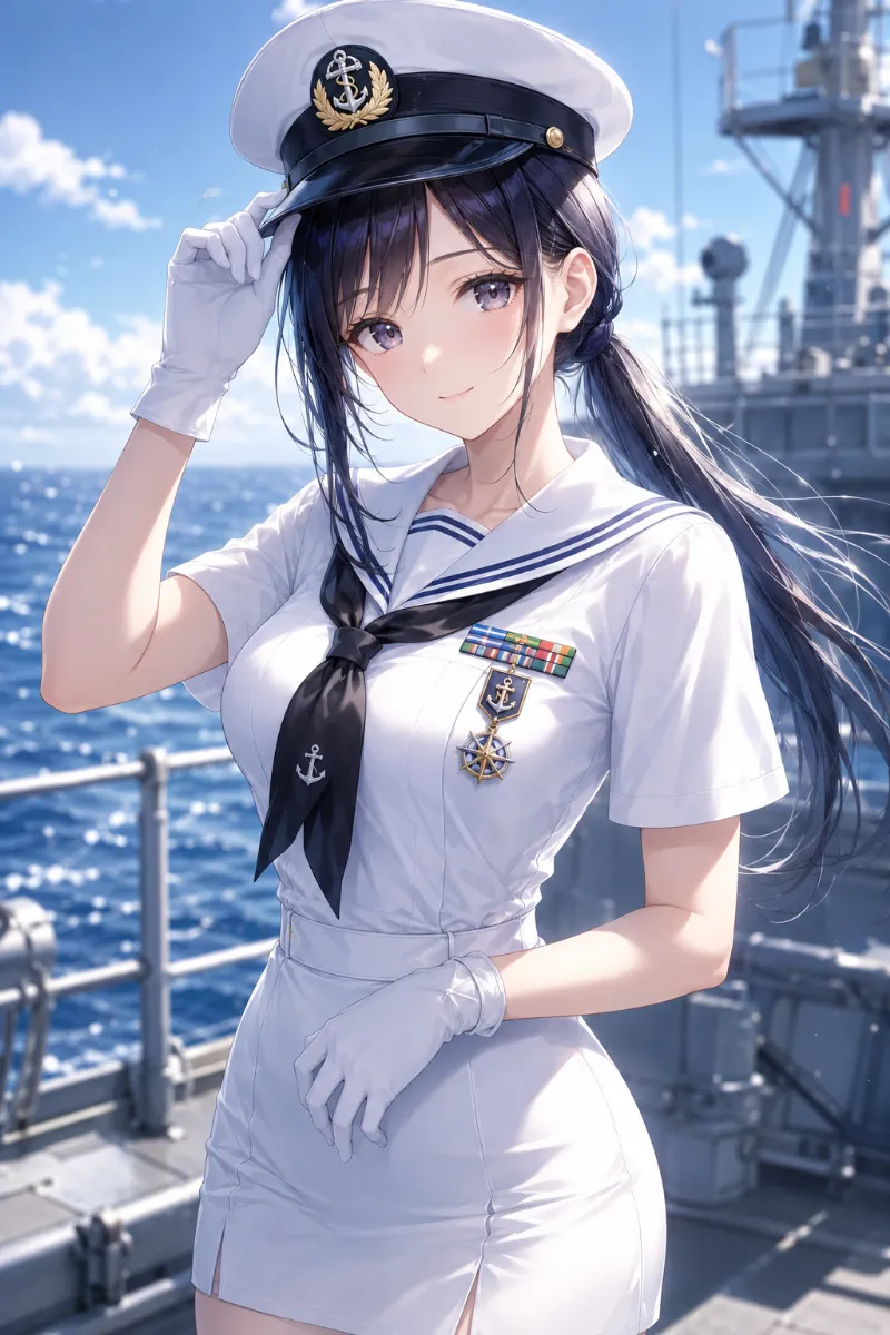GPT Image 2.0生成｜白襟の夏用正装スタイルのAIイラスト（水兵の服）｜プロンプト紹介
