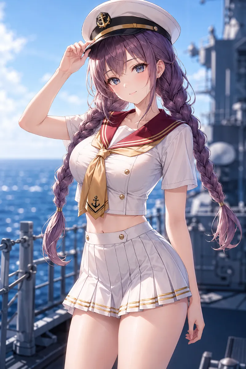 GPT Image 2.0生成｜クリーム×ワインレッドのクラシック礼装スタイルのAIイラスト（水兵の服）｜プロンプト紹介