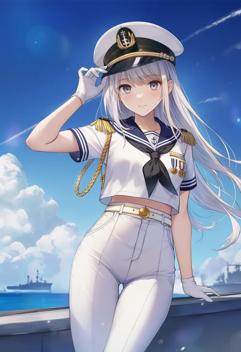 NovelAI生成｜本格ミリタリーフォーマルスタイルのAIイラスト（水兵の服）｜プロンプト紹介
