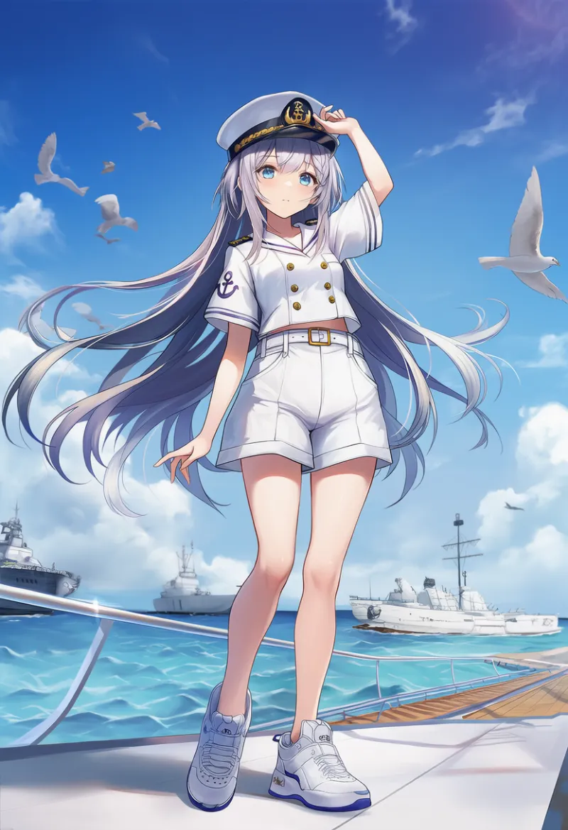 NovelAI生成｜海軍の艦上作業服スタイルのAIイラスト（水兵の服）｜プロンプト紹介