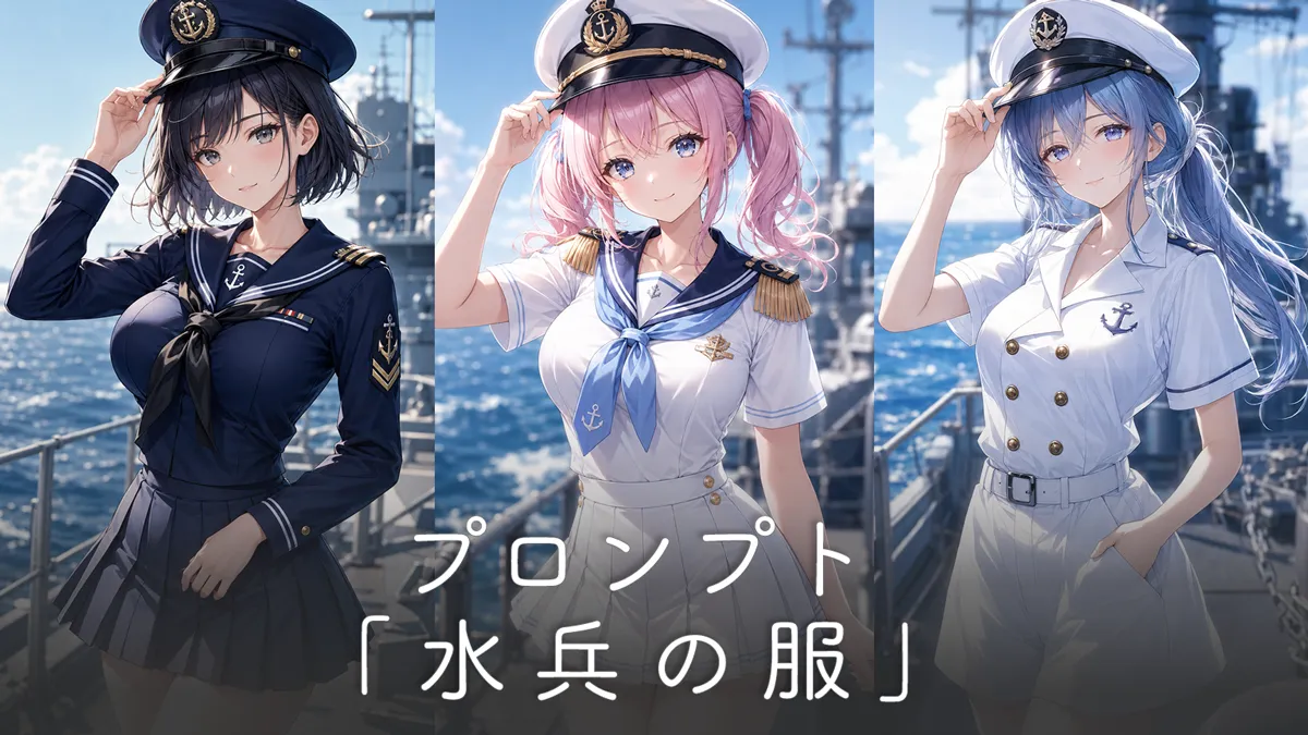 水兵の服（海軍風セーラー服）のプロンプト集【AIイラスト】