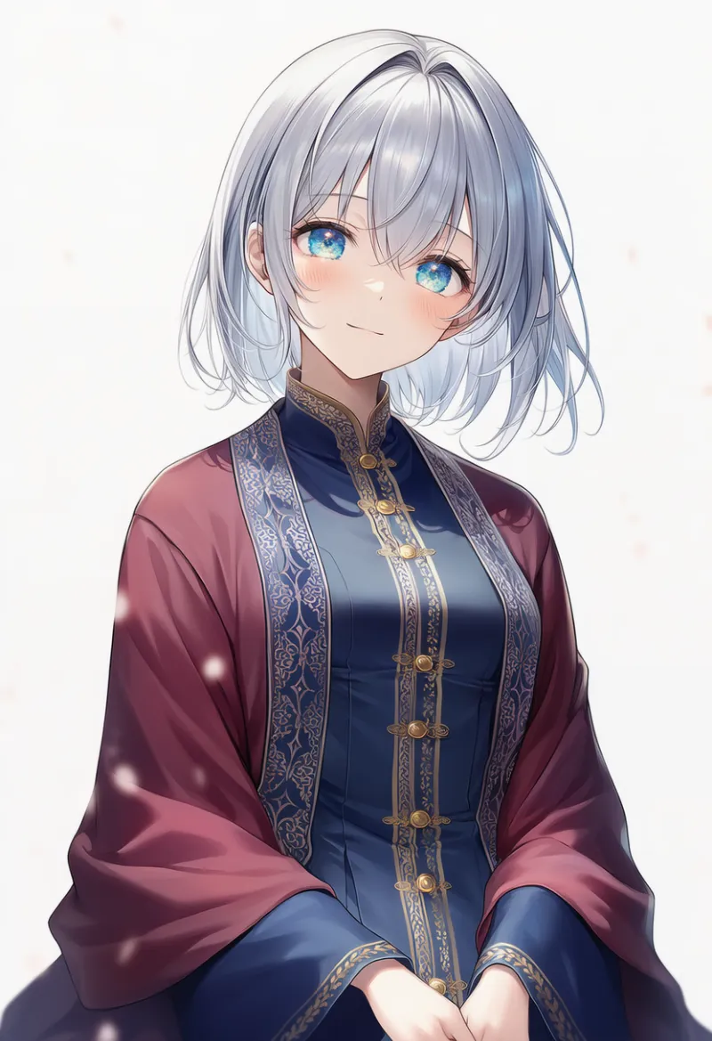 ネイビー × バーガンディ（ローブ）の2色配色の服のAIイラスト｜プロンプト紹介用