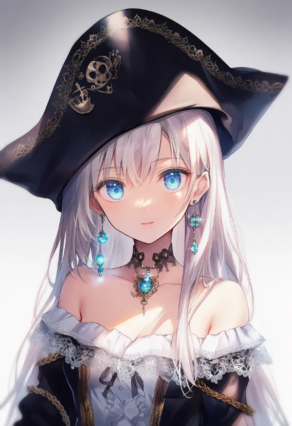 オフショルダーシャツのAIイラスト（海賊の衣装）
