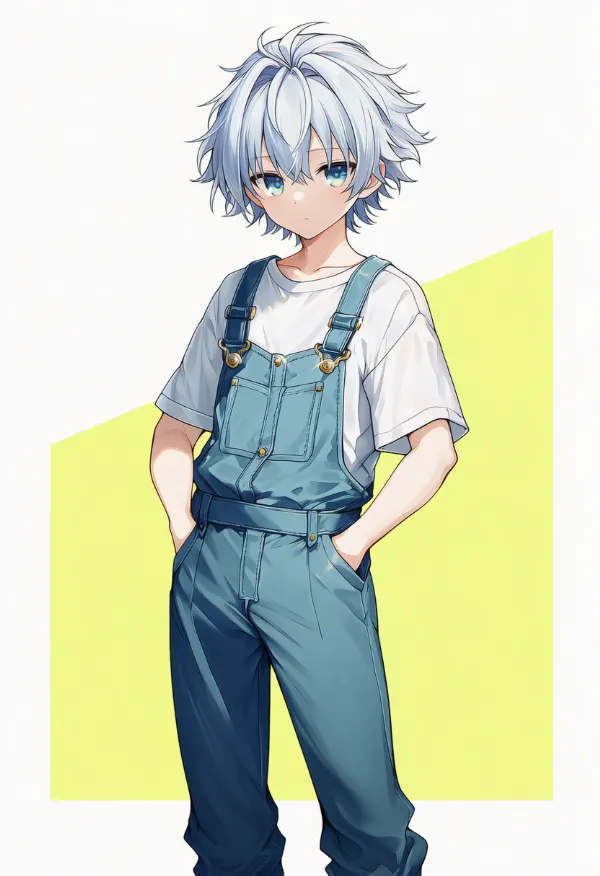 つなぎ・オーバーオール（男性の服）のAIイラスト｜プロンプト紹介