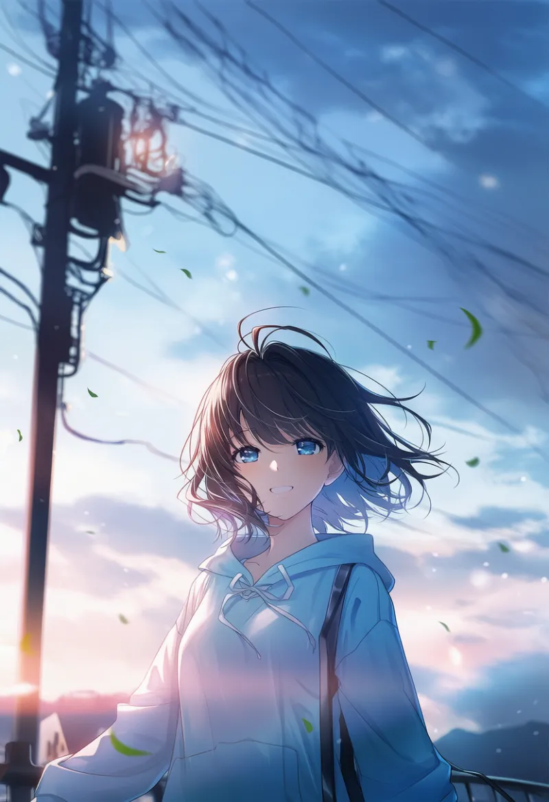 曇り空・どんよりした空を再現したAIイラスト（梅雨）