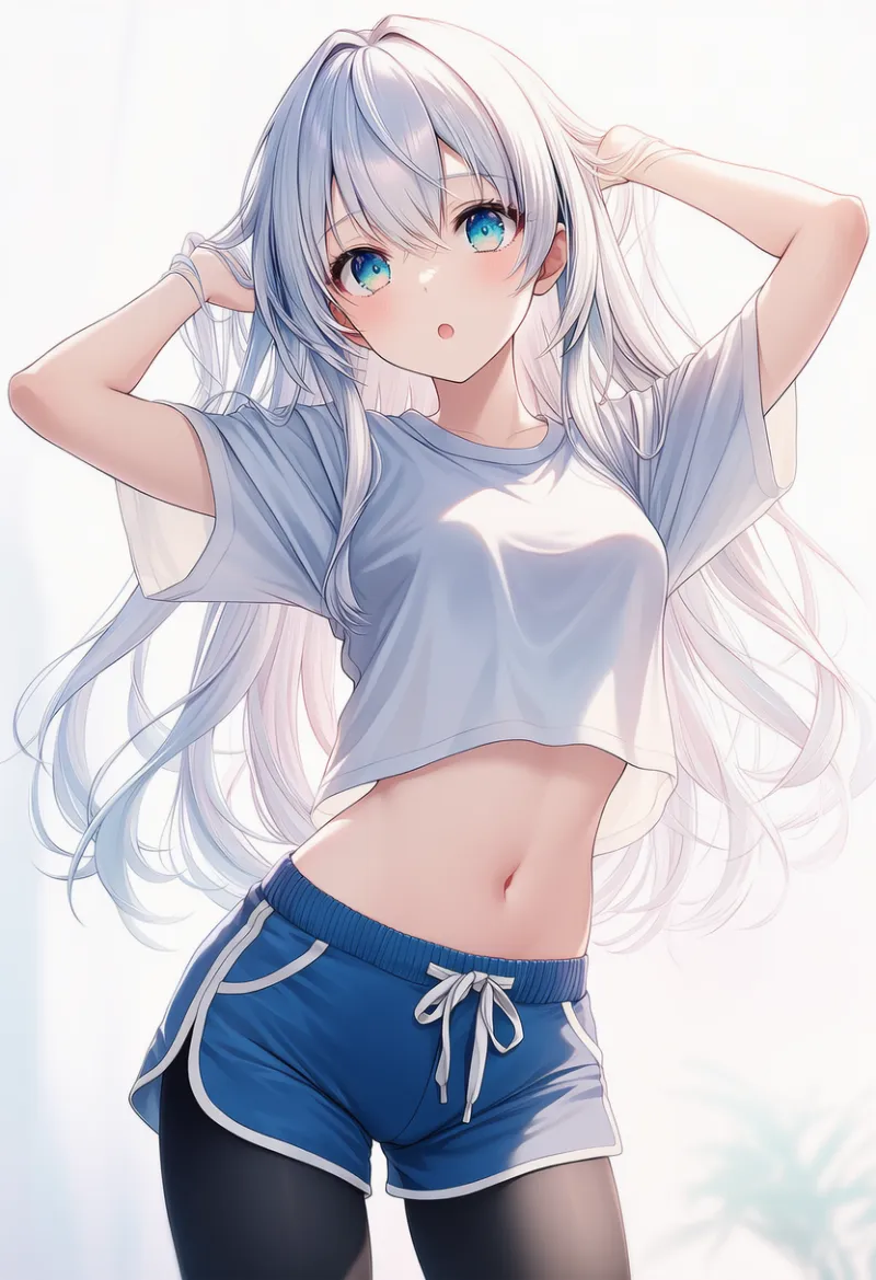 パンツをドルフィンショーツの下に重ねた（レイヤード）AIイラスト｜コーデパターン資料