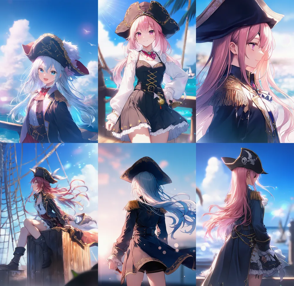 海賊衣装のAIイラスト（NovelAI）｜プロンプト紹介：pirate costume