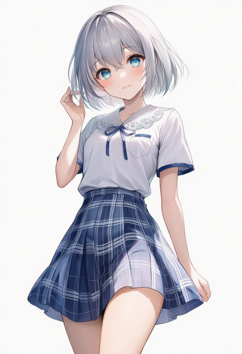 プレイド柄のスカートのAIイラスト
