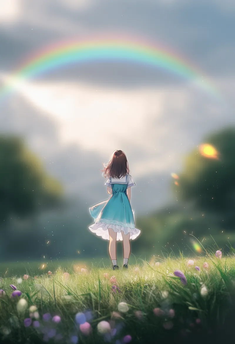 虹のAIイラスト（梅雨シーズン）｜プロンプト紹介用