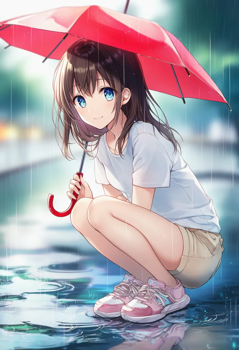 水面の波紋のAIイラスト（梅雨シーズン）｜プロンプト紹介用