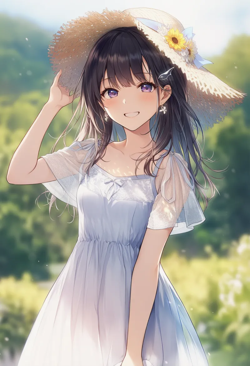 シースルー素材の袖を組み合わせた夏の服装のAIイラスト｜プロンプト紹介用