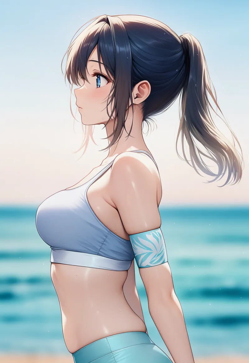 服の食い込みを再現したAIイラスト（ヨガウェア）