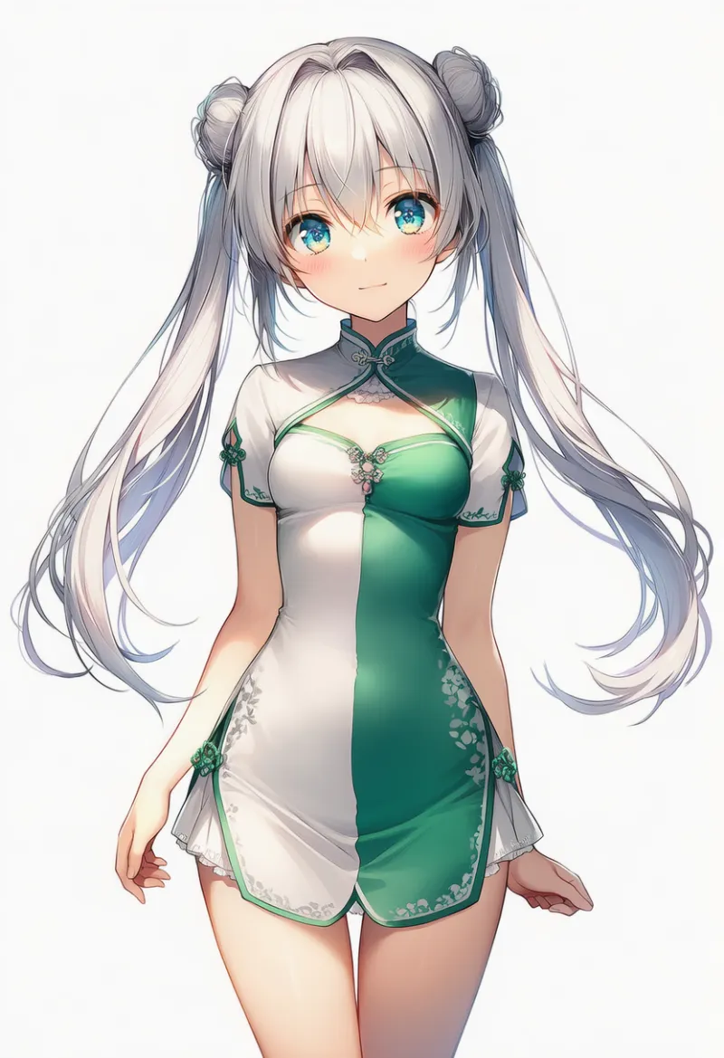 緑・白のスプリットカラーの服のAIイラスト