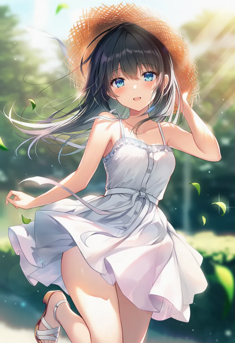 サマードレス（一番クラシックな夏コーデ）のAIイラスト｜プロンプト紹介用