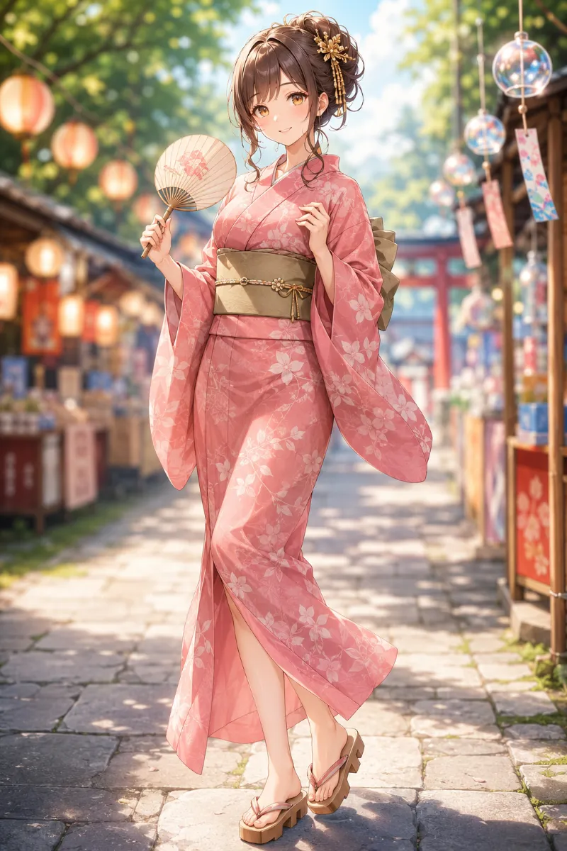 夏祭り・フェス風コーデのAIイラスト（GPT Image 2）｜夏服プロンプト紹介用