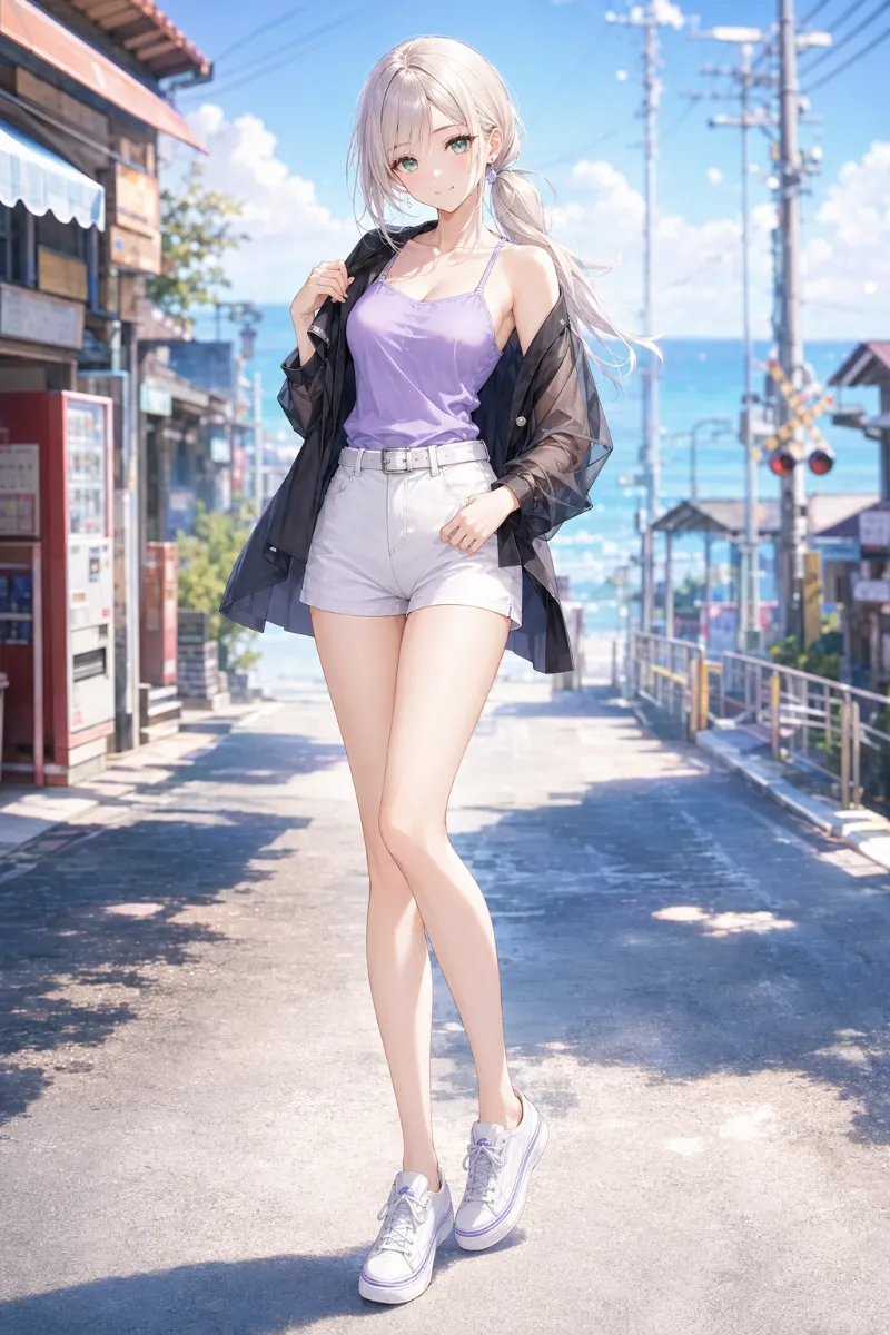 レイヤード多めの夏コーデのAIイラスト（GPT Image 2）｜夏服プロンプト紹介用