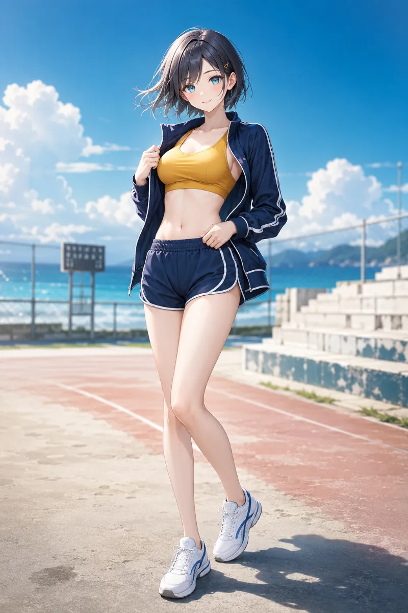 スポーティーな夏アクティブコーデのAIイラスト（GPT Image 2）｜夏服プロンプト紹介用
