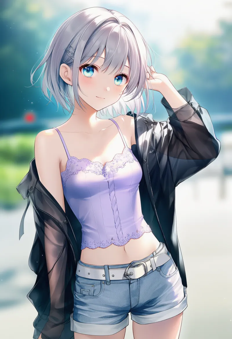 レイヤード多めの夏コーデのAIイラスト（NovelAI）｜夏服プロンプト紹介用