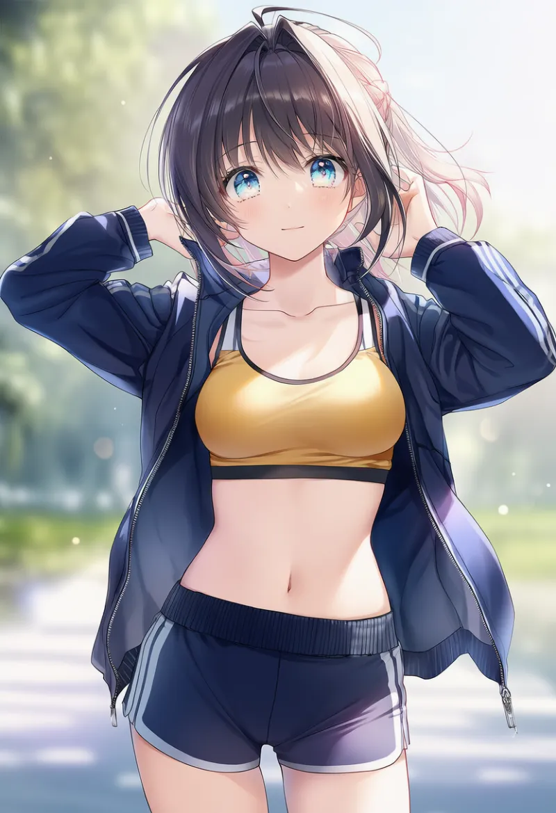 スポーティーな夏アクティブコーデのAIイラスト（NovelAI）｜夏服プロンプト紹介用