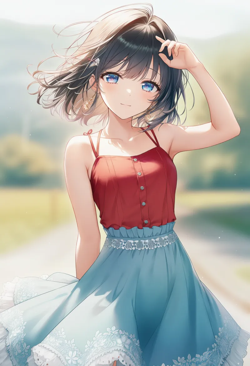 ピクニックガーリー夏コーデのAIイラスト（NovelAI）｜夏服プロンプト紹介用