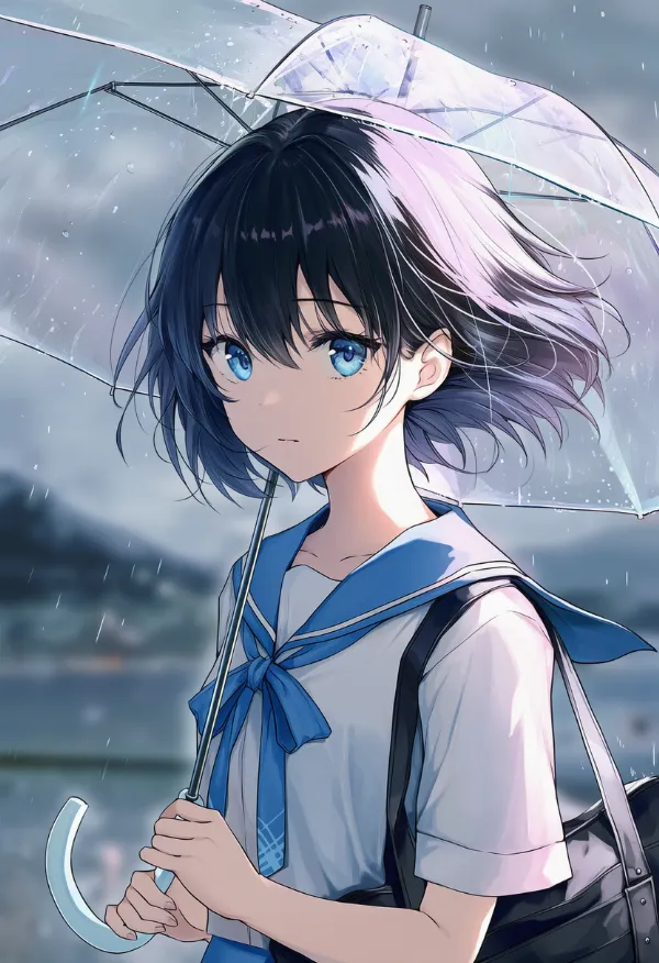 ビニール傘のAIイラスト（梅雨シーズン）