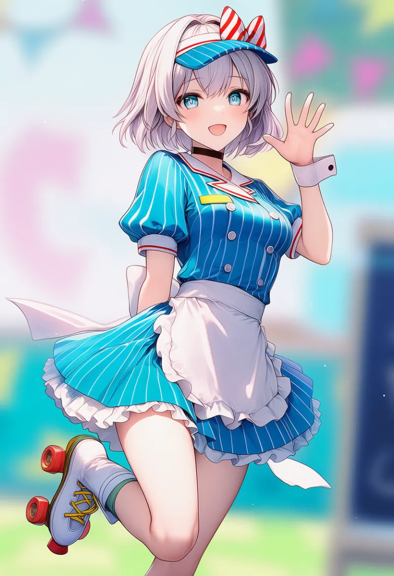 アメリカンダイナー（カーホップ風）のAIイラスト｜プロンプト紹介用