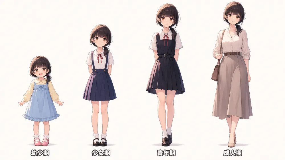 年齢差分のAIイラスト｜再現用プロンプト紹介用（GPT Image 2.0）